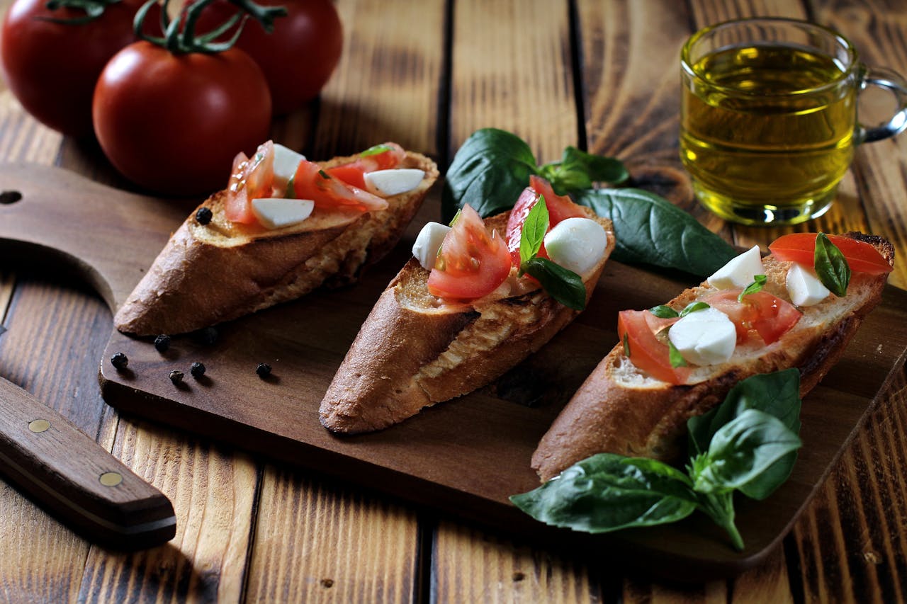 Mastering the First Impression: Your intriguing post title goes here Savor fresh bruschetta topped with tomatoes, mozzarella, and basil on rustic bread.